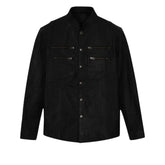 Black Leather Shirt Jacket for Men