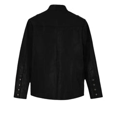 Black Leather Shirt Jacket for Men