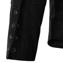 Black Leather Shirt Jacket for Men