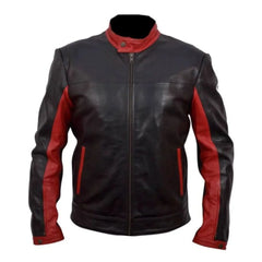 Men Black and Red Leather Jacket
