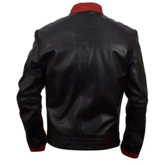 Men Black and Red Leather Jacket