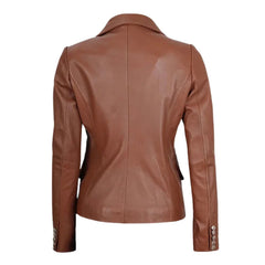 Brown Leather Blazer for Women