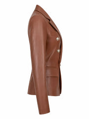 Brown Leather Blazer for Women Right