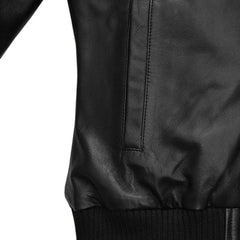 Casual Black Hooded Leather Jacket for Women