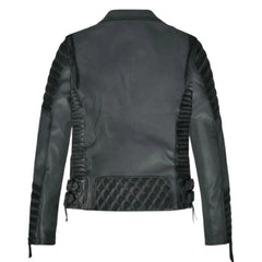 Charlotte Burnt Charcoal Leather Jacket