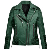 Charlotte Burnt Green Leather Jacket