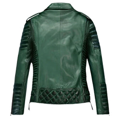 Charlotte Burnt Green Leather Jacket