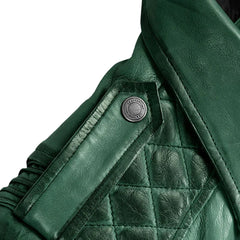Charlotte Burnt Green Leather Jacket