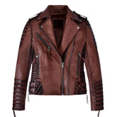 Charlotte Burnt Maroon Leather Jacket
