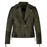 Charlotte Burnt Olive Leather Jacket