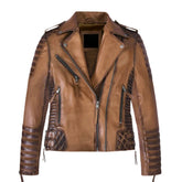 Charlotte Burnt Tan Leather Jacket