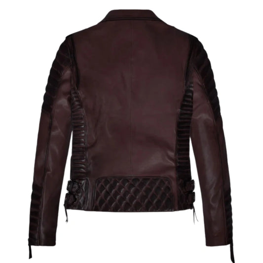 Charlotte Burnt Wine Leather Jacket