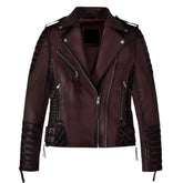 Charlotte Burnt Wine Leather Jacket