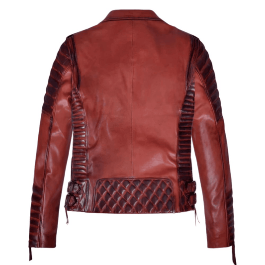 Charlotte Burnt Red Leather Jacket