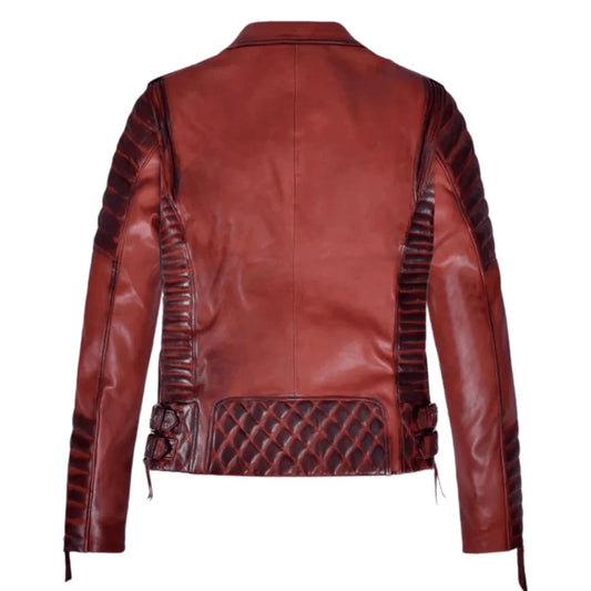 Charlotte Burnt Red Leather Jacket