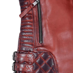 Charlotte Burnt Red Leather Jacket