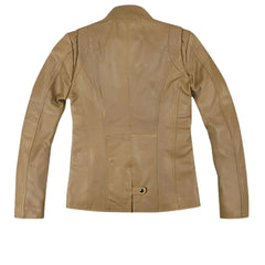 Classic Beige Slim Fit Leather Jacket