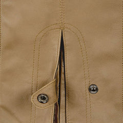 Classic Beige Slim Fit Leather Jacket