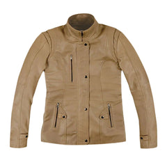 Classic Beige Slim Fit Leather Jacket