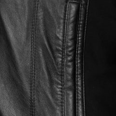 Classic Black Leather Jacket with Stand Collar