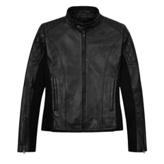 Classic Black Leather Jacket with Stand Collar