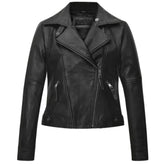 Classic Black Slim Fit Leather Jacket for Women