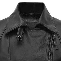 Classic Black Slim Fit Leather Jacket for Women
