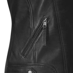 Classic Black Slim Fit Leather Jacket for Women