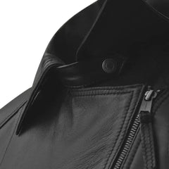 Classic Black Slim Fit Leather Jacket for Women