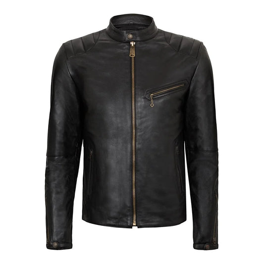 Men Vintage Black Leather Jacket
