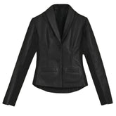 Women's Black Leather Shawl Collar Blazer