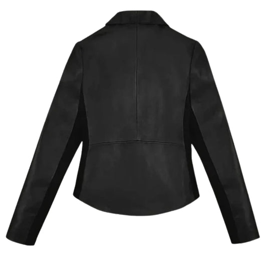 Elegant Black Genuine Leather Blazer for Women