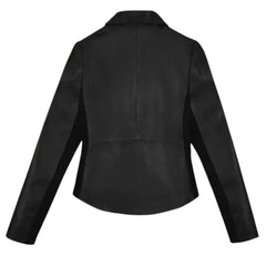 Elegant Black Genuine Leather Blazer for Women