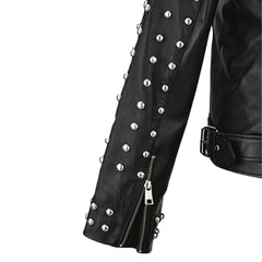 Fashionable Studded Black Leather Jacket for Women
