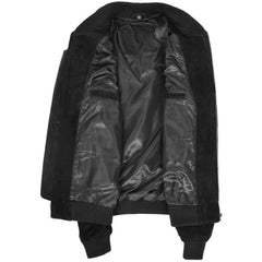 Men Black Suede MA 1 Bomber Jacket