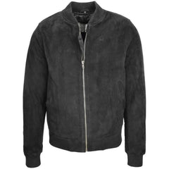 Men Black Suede MA 1 Bomber Jacket