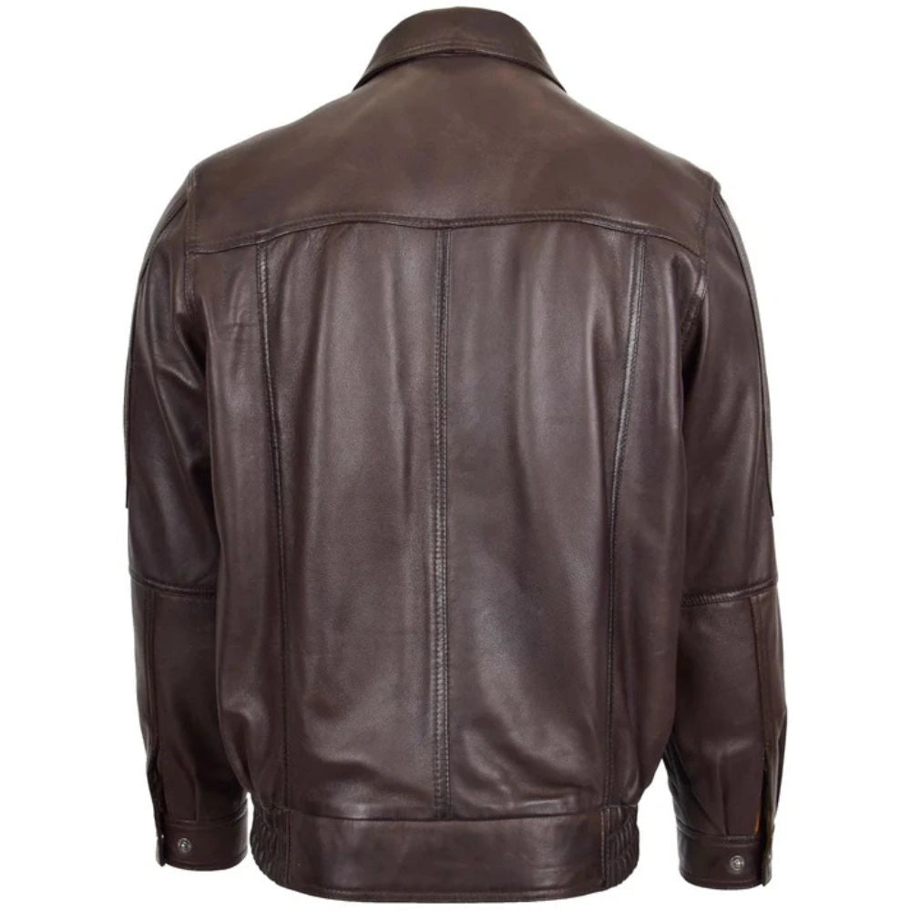 Men Bomber Brown Nappa Leather Jacket