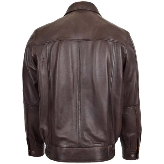 Men Bomber Brown Nappa Leather Jacket
