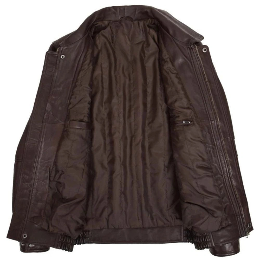 Men Bomber Brown Nappa Leather Jacket