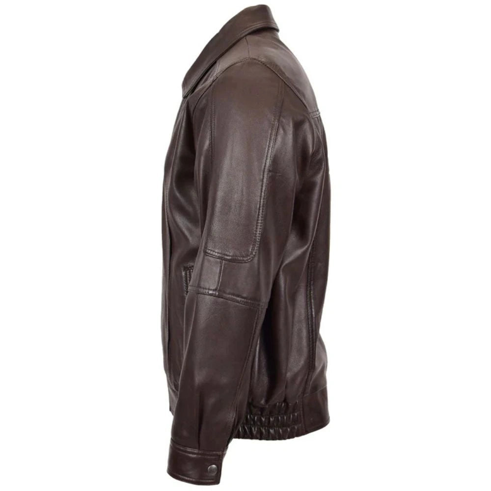 Men Bomber Brown Nappa Leather Jacket