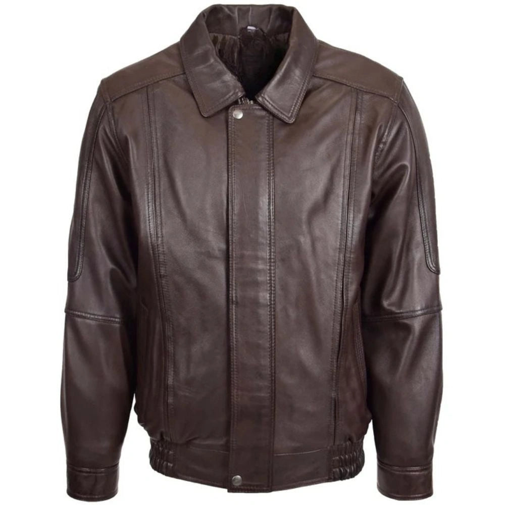 Men Bomber Brown Nappa Leather Jacket