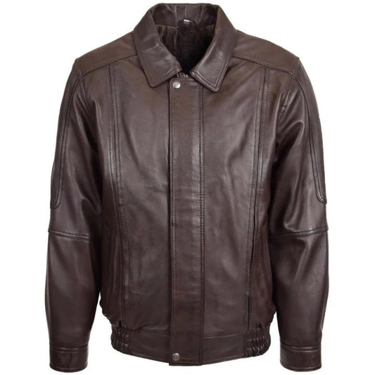 Men Bomber Brown Nappa Leather Jacket