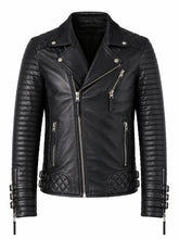 Men's Black Asymmetric Designer Style Leather Jacket, front view