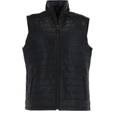 Men Black Leather Bubble Gilets Vest