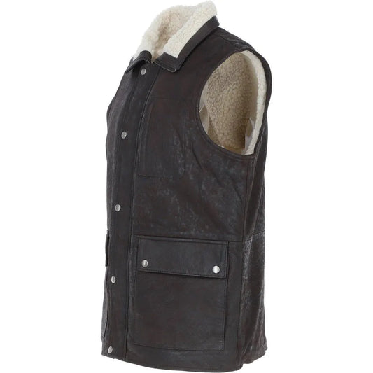 Men's Brown HandMade Genuine leather Vest