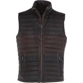 Men Brown Leather Bubble Gilets Vest