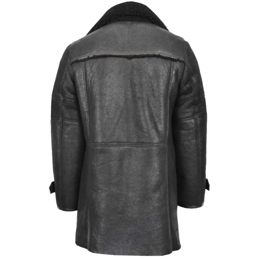 Men Bryan Black Shearling Leather Full Length Coat