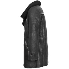 Men Bryan Black Shearling Leather Full Length Coat