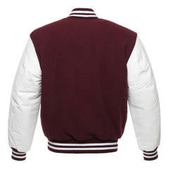 Men Burgundy Fleece Varsity Jacket