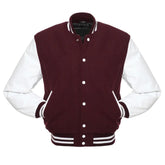 Men Burgundy Fleece Varsity Jacket